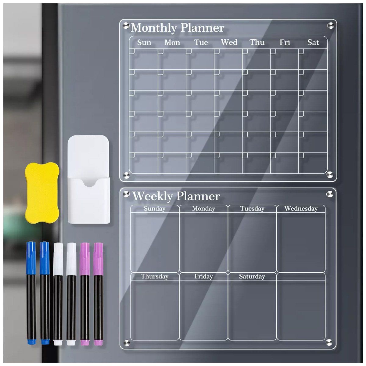 GENERICO - Calendario Planificador Mensual Semanal Reutilizable Acrílic