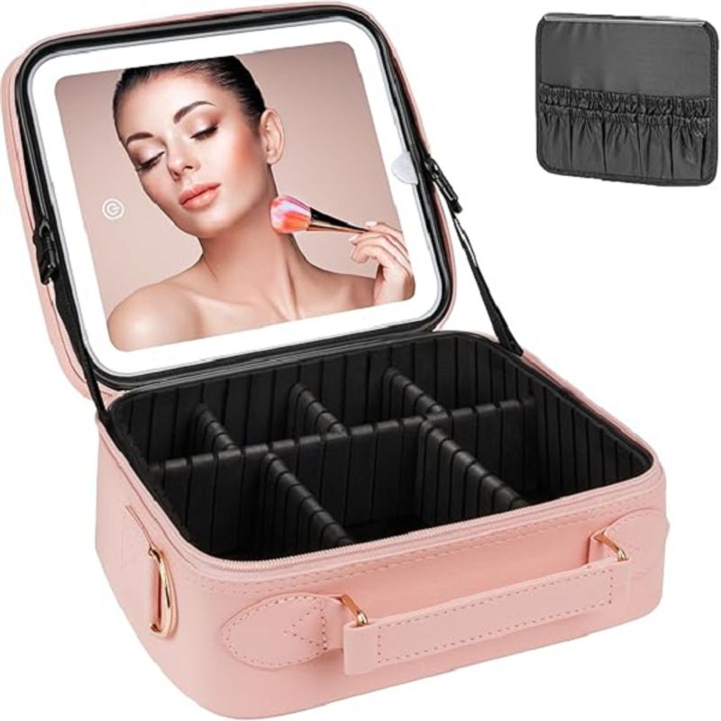 GENERICO - Estuche De Maquillaje Con Espejo Luz Led Cosmetiquera