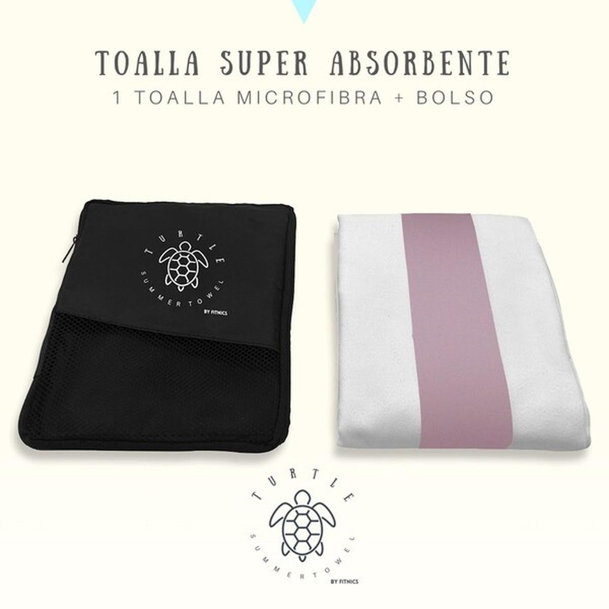 FITNICS - Toalla Microfibra Playa Secado Rapido Viaje + Estuche 160x90cm - Lila
