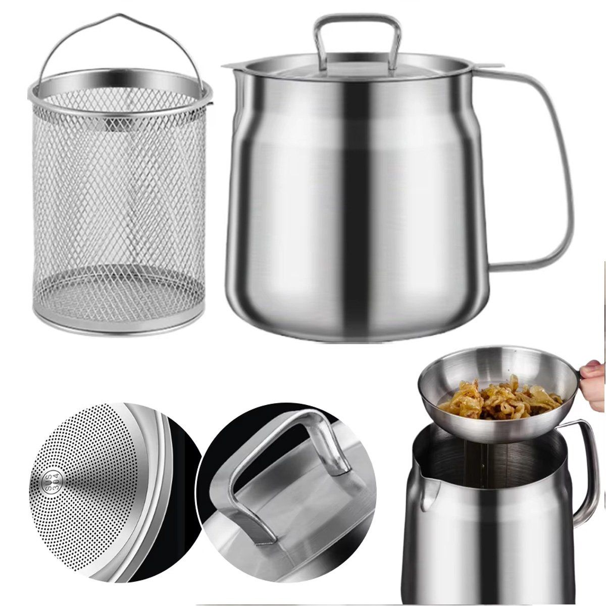 GENERICO - Olla Para Freír Con Cesta Coladora Mini Freidora De Estufa