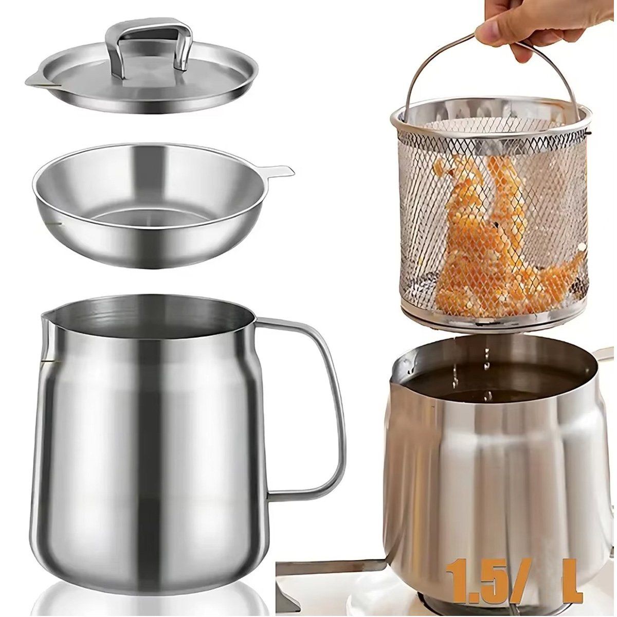 GENERICO - Olla Para Freír Con Cesta Coladora Mini Freidora De Estufa