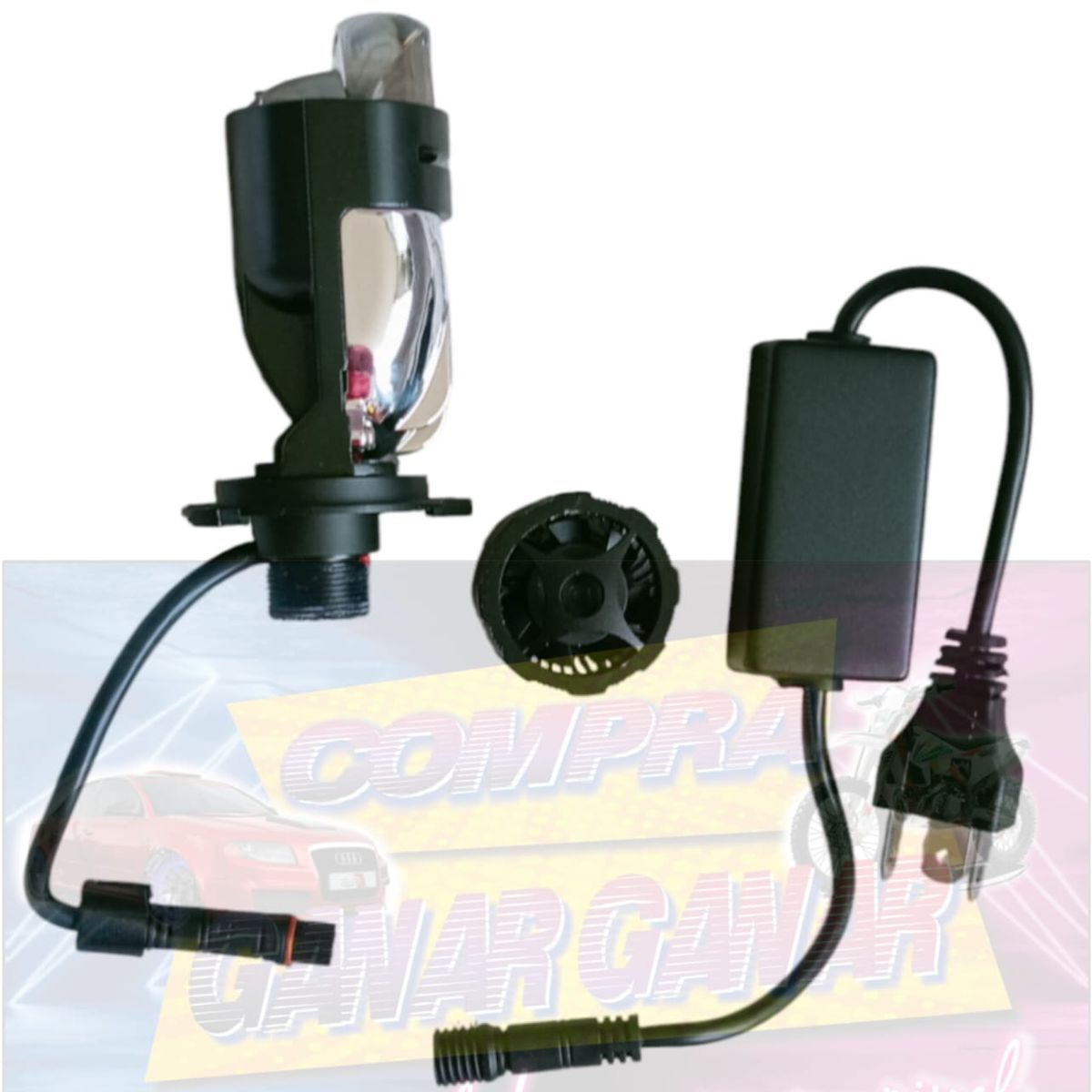 UNIVERSAL - 1 Bombillo Led H4 Proyector Doble Lupa Carro Moto Alta/baja