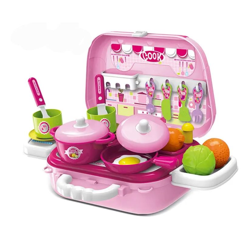 GENERICO - KIT COSINA 21 MALETA PORTATIL JUGUETE DIDACTICO NIÑAS