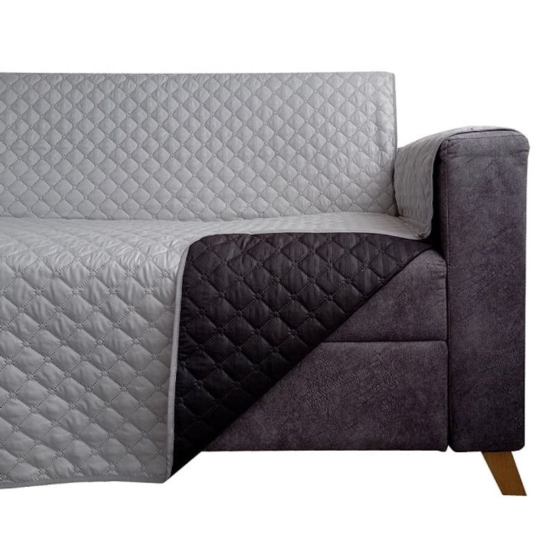 GENERICO - PROTECTOR, FUNDA, FORRO DOBLE FAZ SOFA DE 3 PUESTOS - NEGRO / GRIS.
