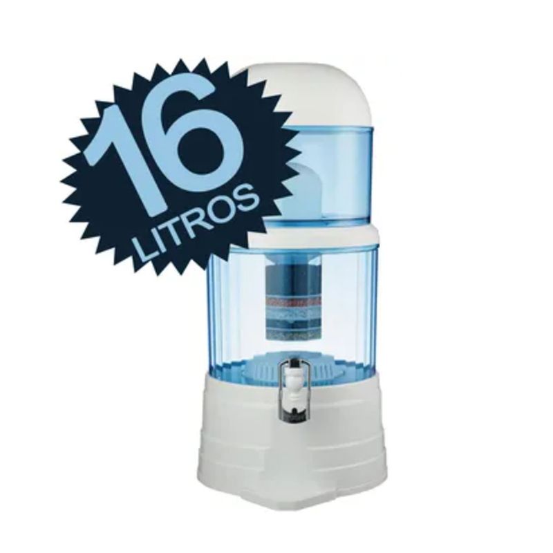 DANKI - Filtro Purificador Agua 16Lts Blanco Dispensador Piedras Minerales