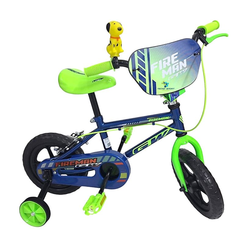 GW - Bicicleta Niño Gw Rin 12 Fireman Ruedas Auxiliares Niña