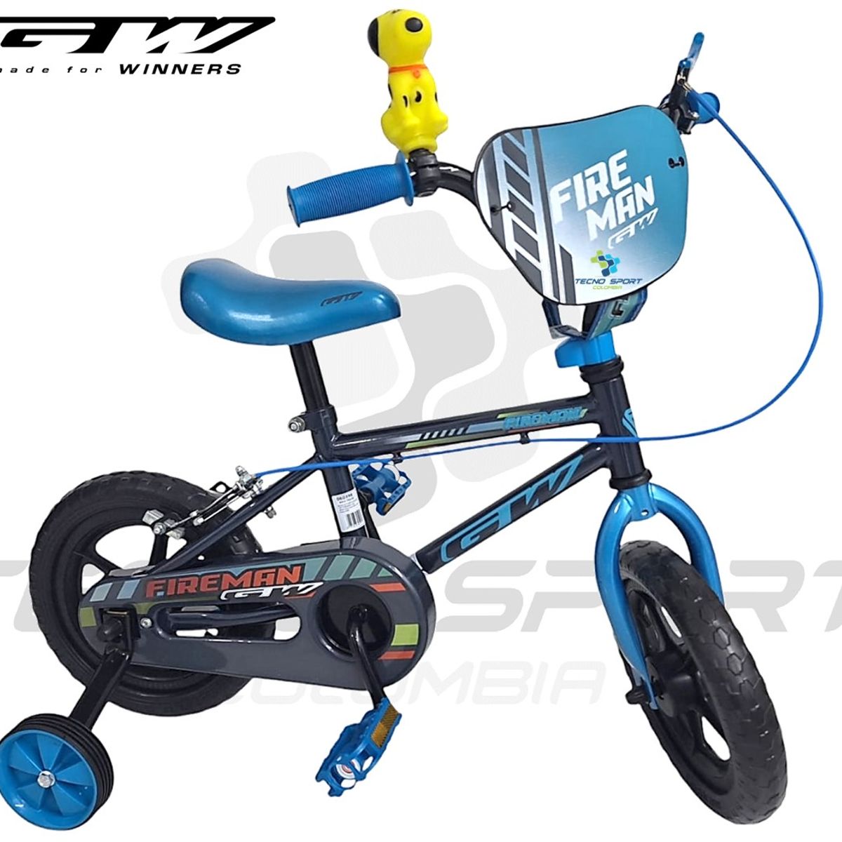 GW - Bicicleta Niño Gw Rin 12 Fireman Ruedas Auxiliares Niña