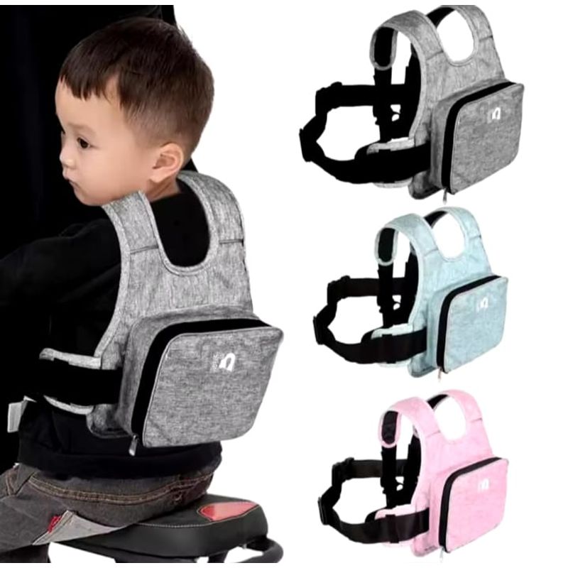 UNIVERSAL - Cinturón De Seguridad Reflectivo Para Niños Moto Bici Gris