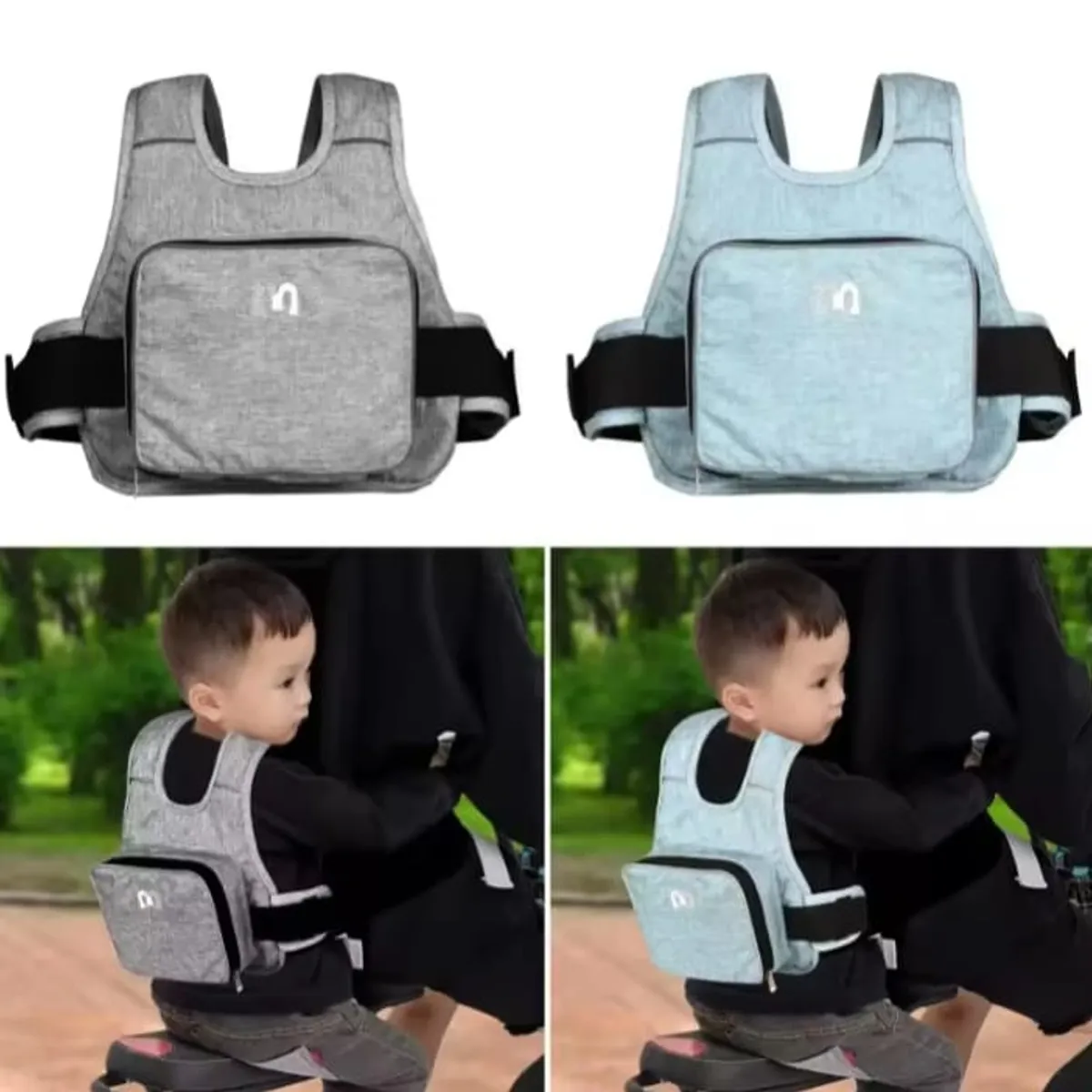 UNIVERSAL - Cinturón De Seguridad Reflectivo Para Niños Moto Bici Azul