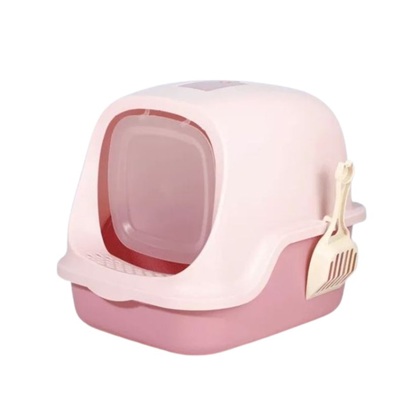 HALLY PET - Baño Arenero Grande Para Gatos Con Filtro Rosado