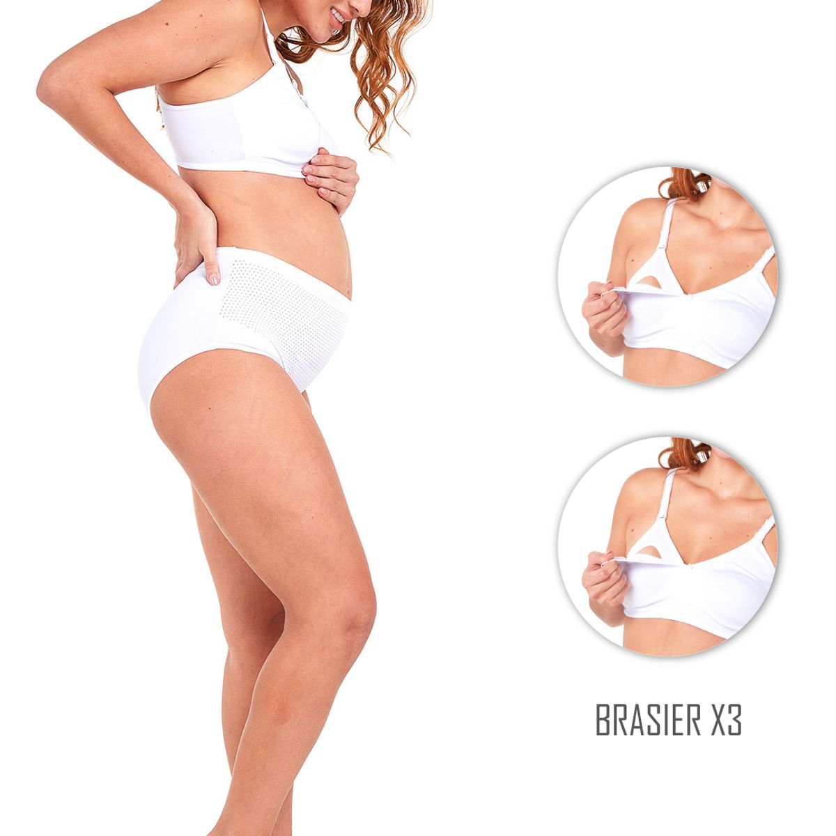 SANTANA - Combo X3 Brasier Mujer Lactancia Blanco