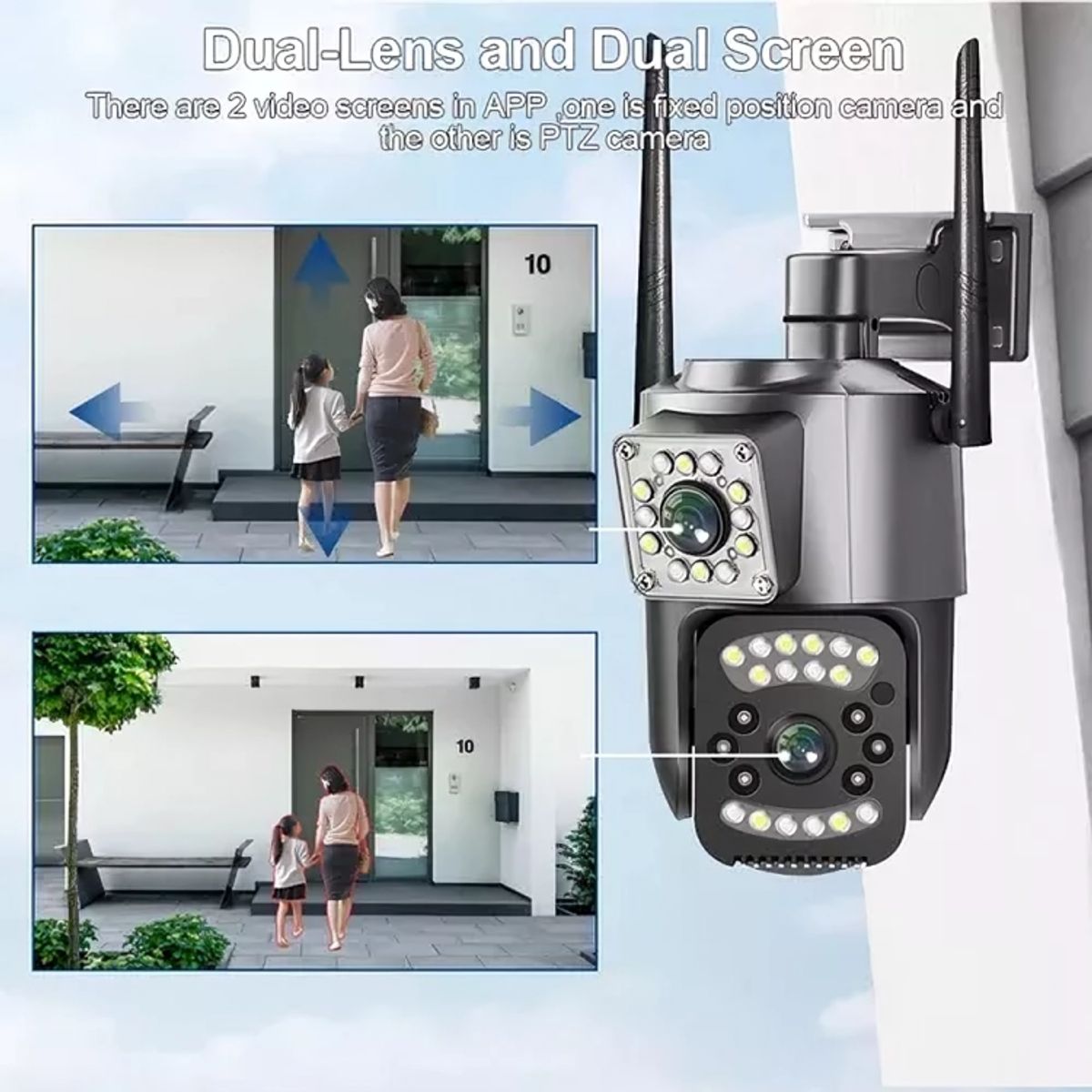 GENERICO - Camara Wifi Ip Doble Lente Ptz Exterior Alta Definicion