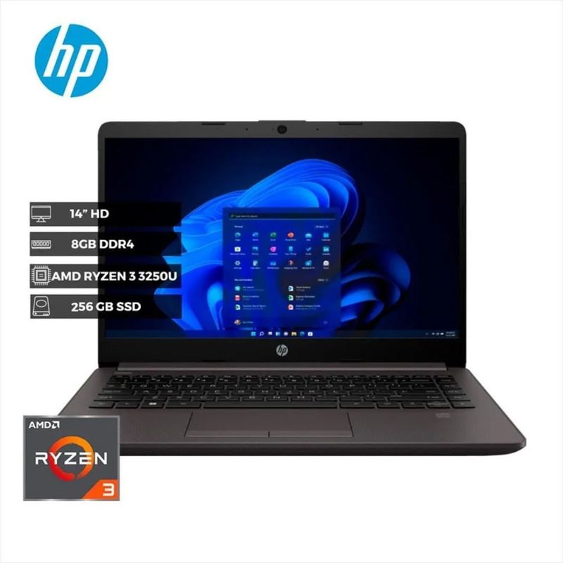 HP - Portatil HP 245 AMD Ryzen 3 - RAM 8GB - 256GB SSD - 14” - Windows 11 Home