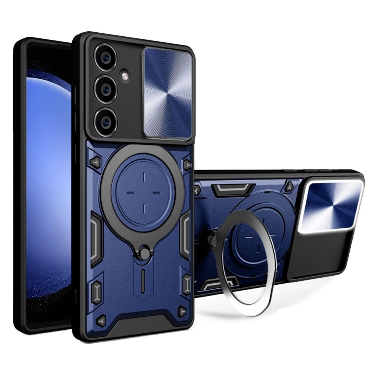 GENERICO - Estuche Proteccion Camara Con Soporte Compatible Samsung S24 FE Azul