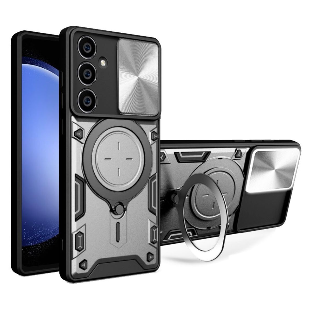 GENERICO - Estuche Proteccion Camara Con Soporte Compatible Samsung S24 FE Gris