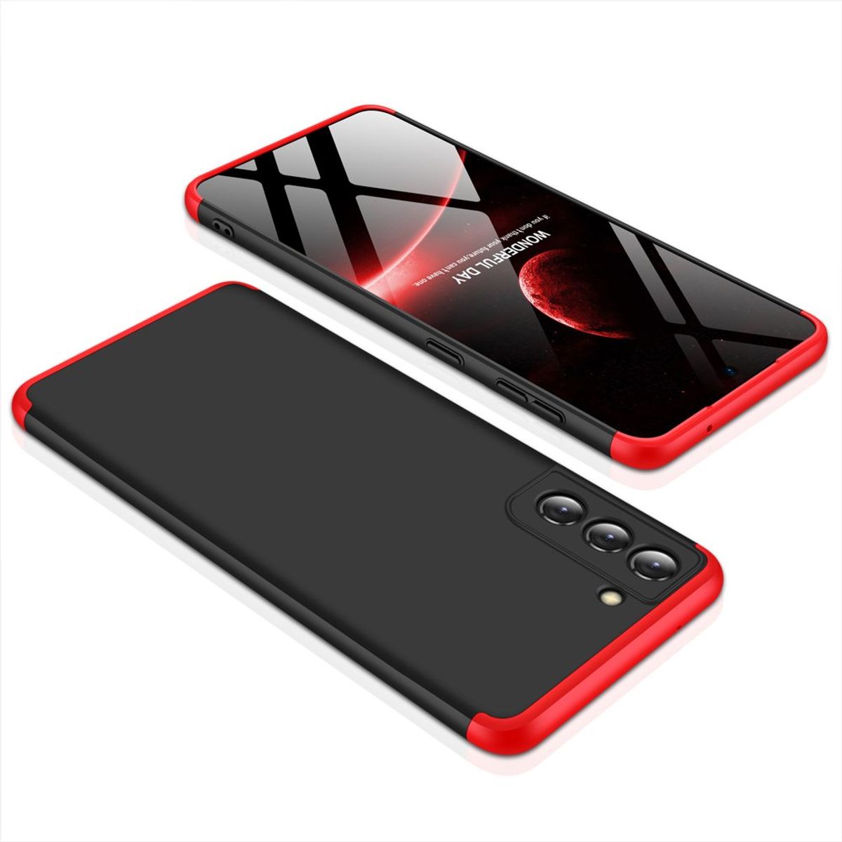 GENERICO - Funda Carcasa Estuche Protector Para Samsung S21 FE Negro con Rojo