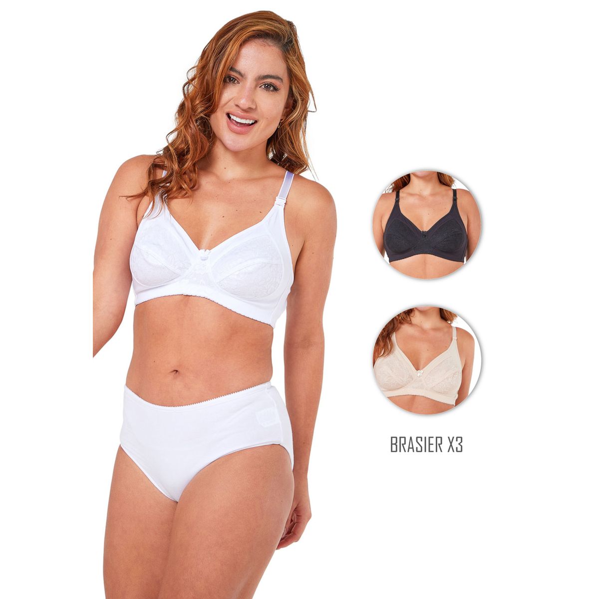 SANTANA - Combo X3 Brasier Clásico Encaje Mujer Multicolor