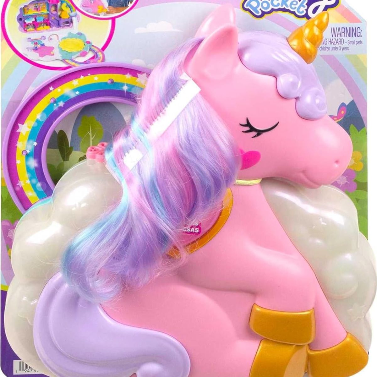 POLLY POCKET - Polly Pocket Muñeca Salón de Belleza Unicornio arcoíris