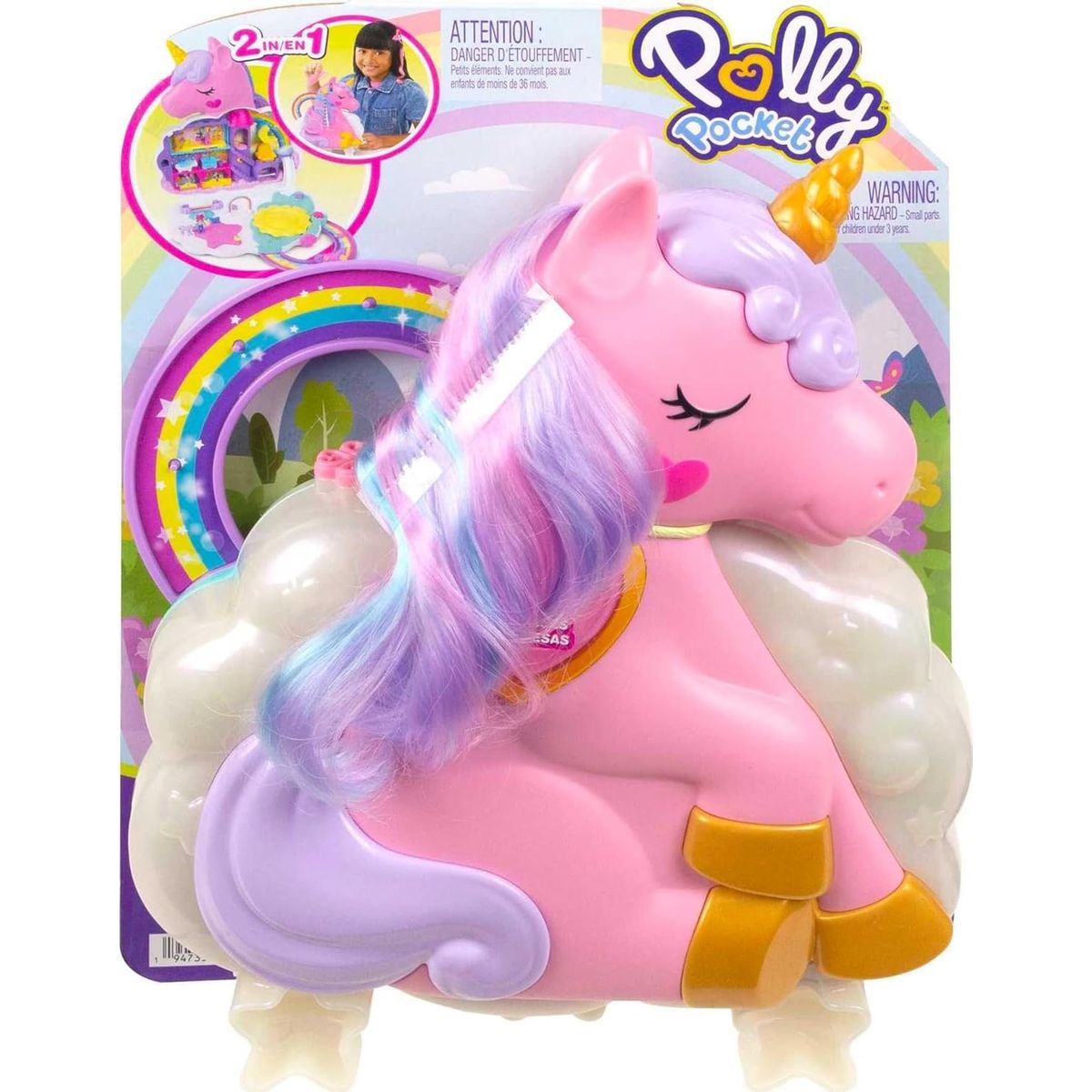 POLLY POCKET - Polly Pocket Muñeca Salón de Belleza Unicornio arcoíris