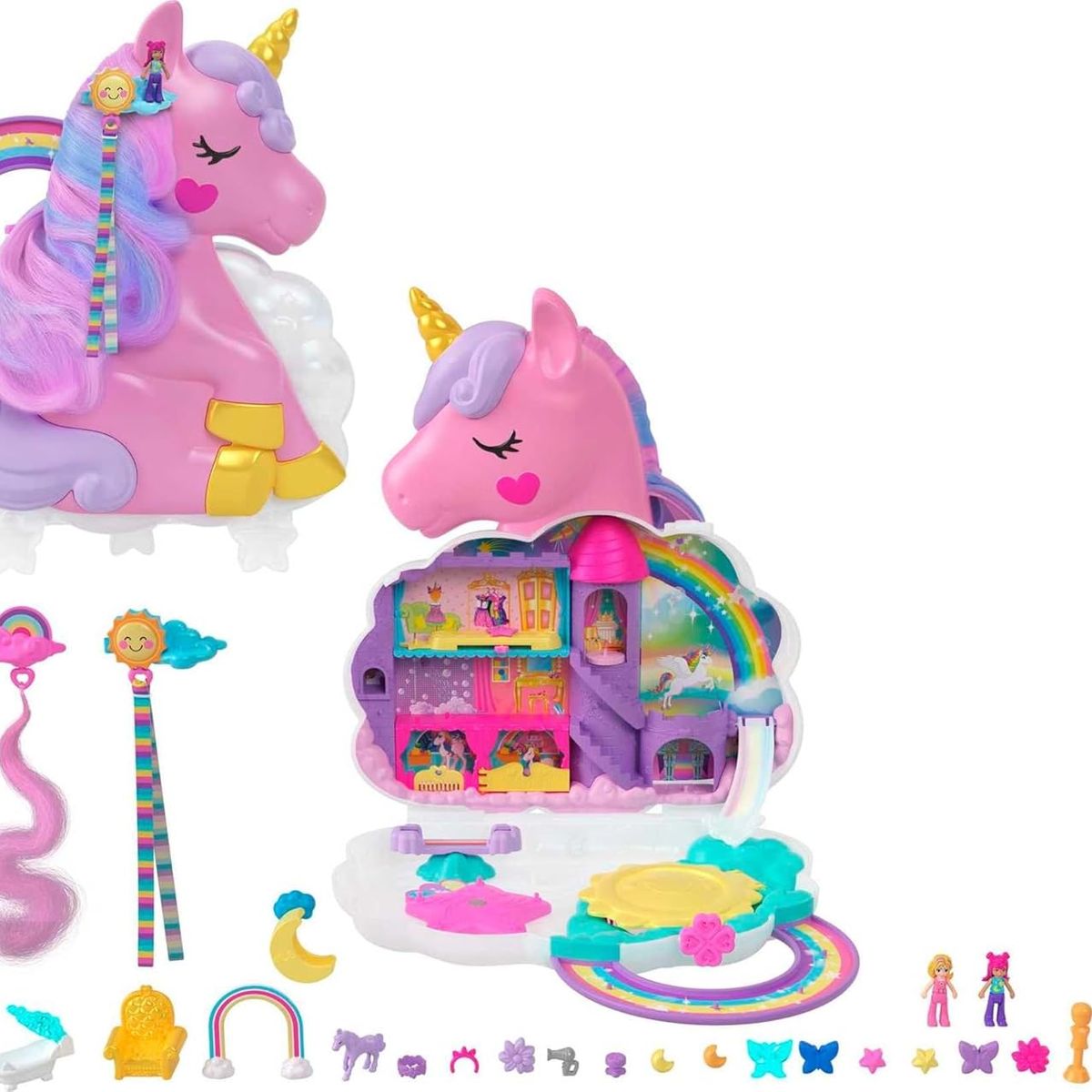 POLLY POCKET - Polly Pocket Muñeca Salón de Belleza Unicornio arcoíris