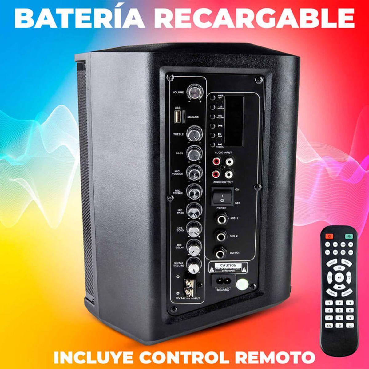 ENERGY PLUS - Bafle 8 30W Recargable con Radio Micrófono y LED RGB