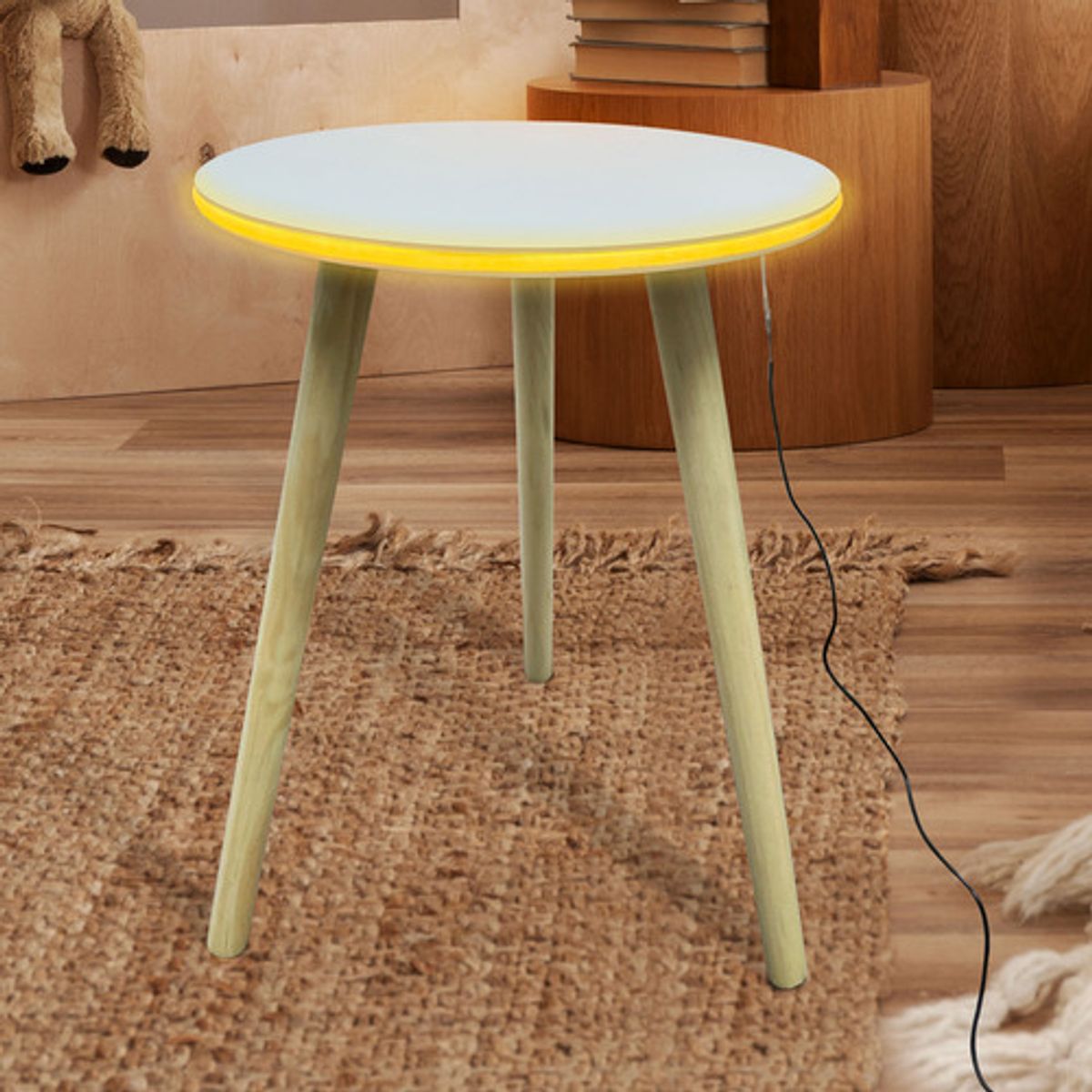 DIMATEX LEON - Mesa Auxiliar Redonda Con Luz Led Decorativa Refvalencia