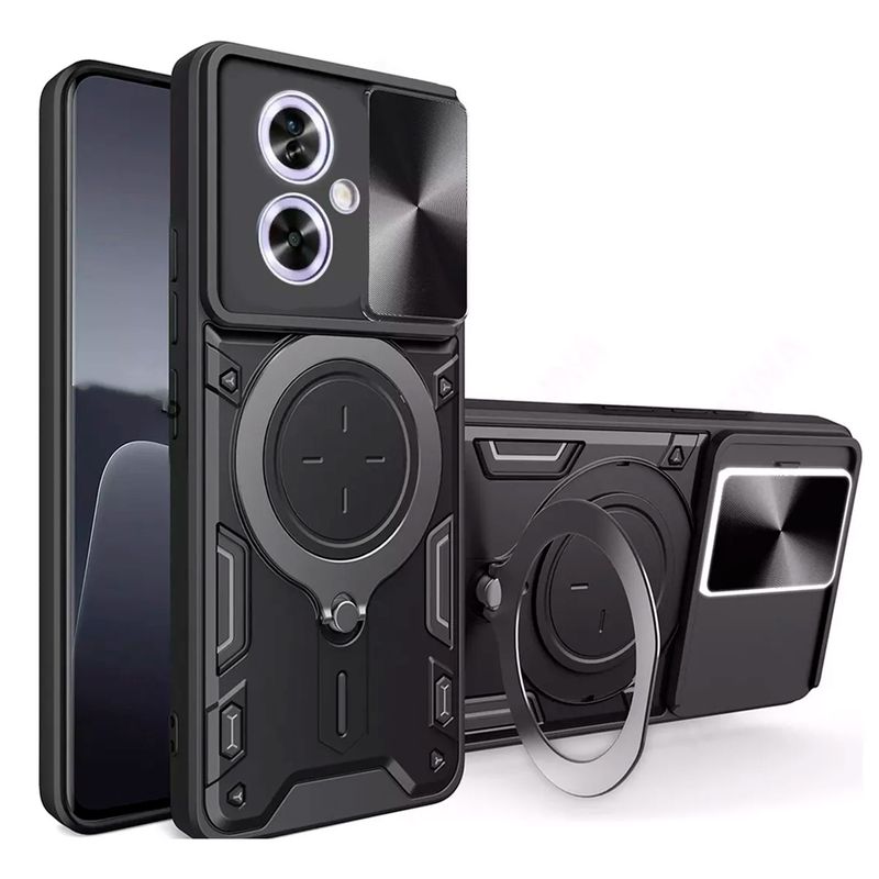 GENERICO - Funda Protección Cámara Con Soporte Compatible Oppo A79 Negro