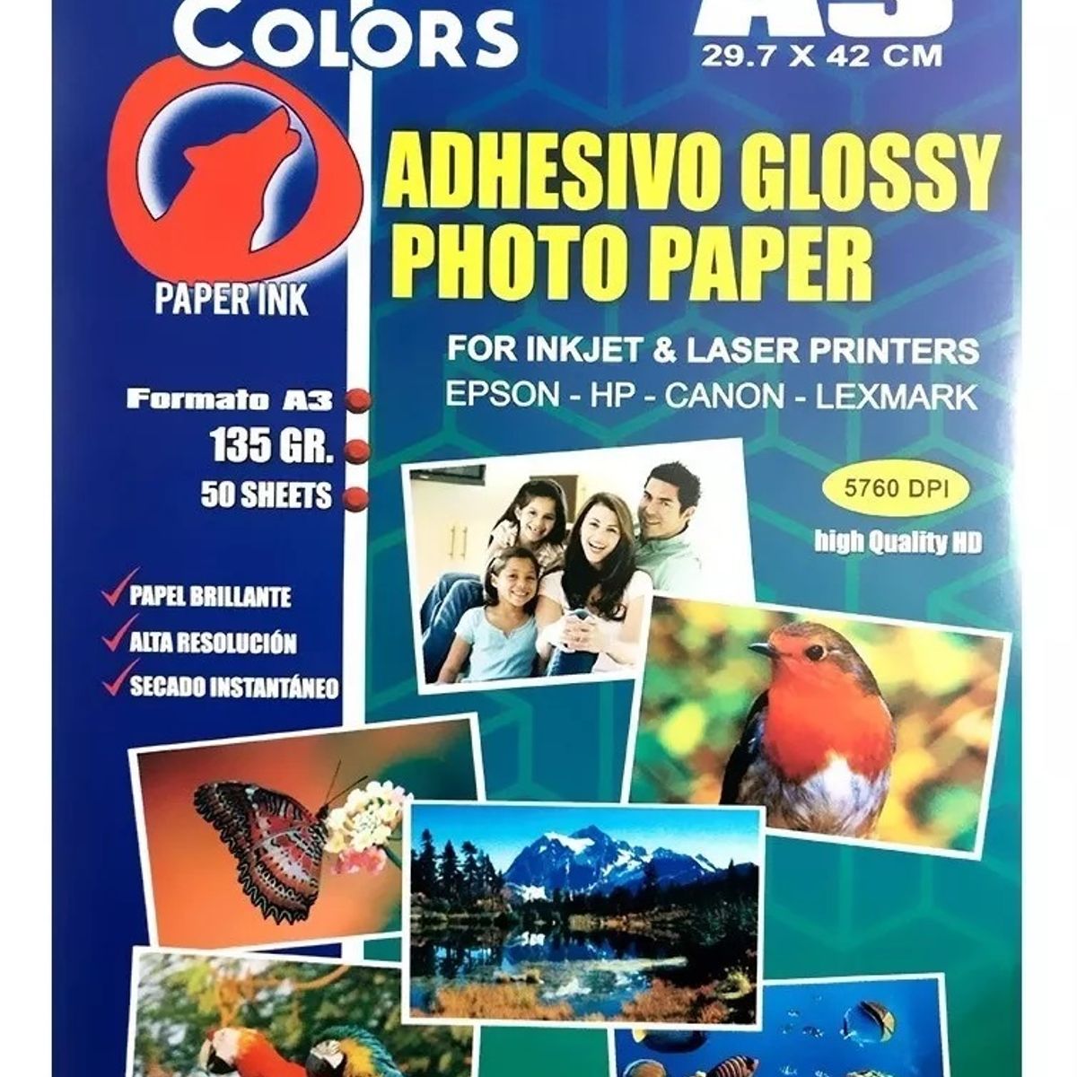 GENERICO - Papel Fotografico Adhesivo Glossy Tabloide A3 X 50 Hojas