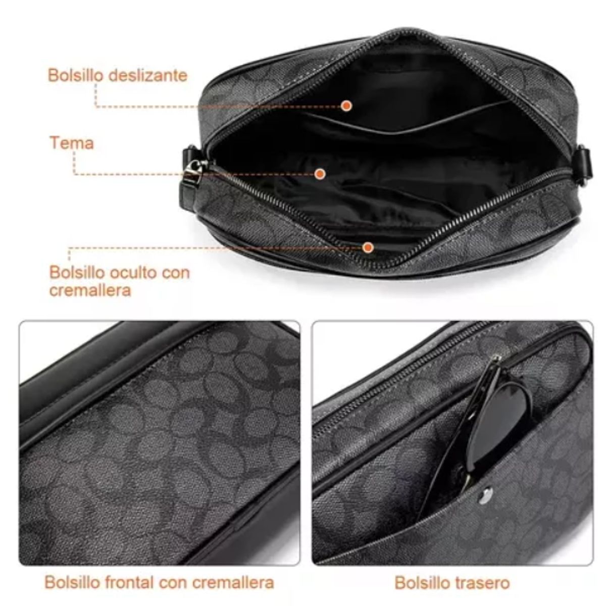 BOLSOS Y ACCESORIOS MB - Bolso Riñonera bandolera para hombre alta costura cuero