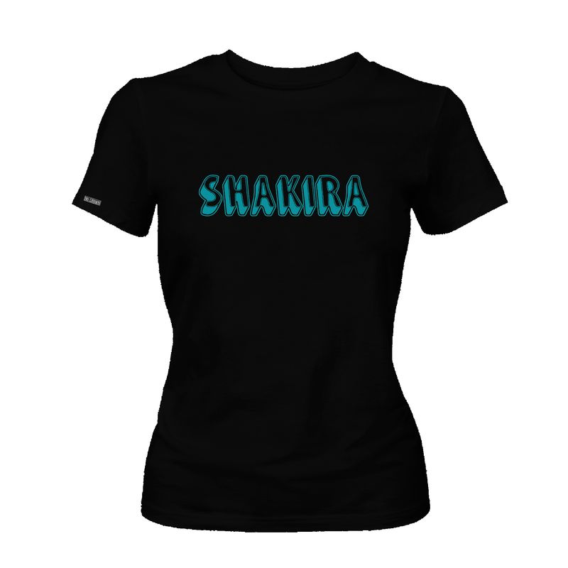CREACIONES NU CROWN - Camiseta Dama Shakira Logo Negra Original Nu Crown