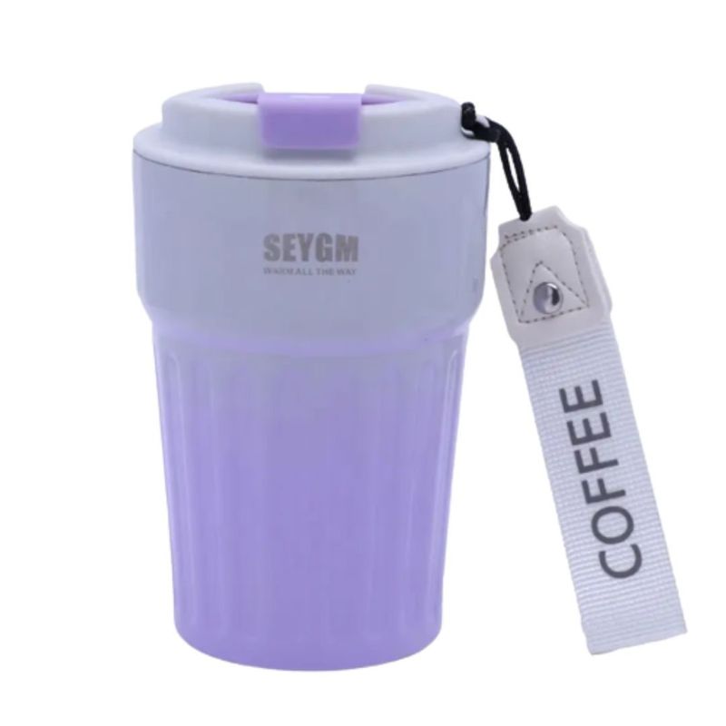 GENERICO - Vaso Termico Para Café En Acero Inoxidable + Holder MORADO