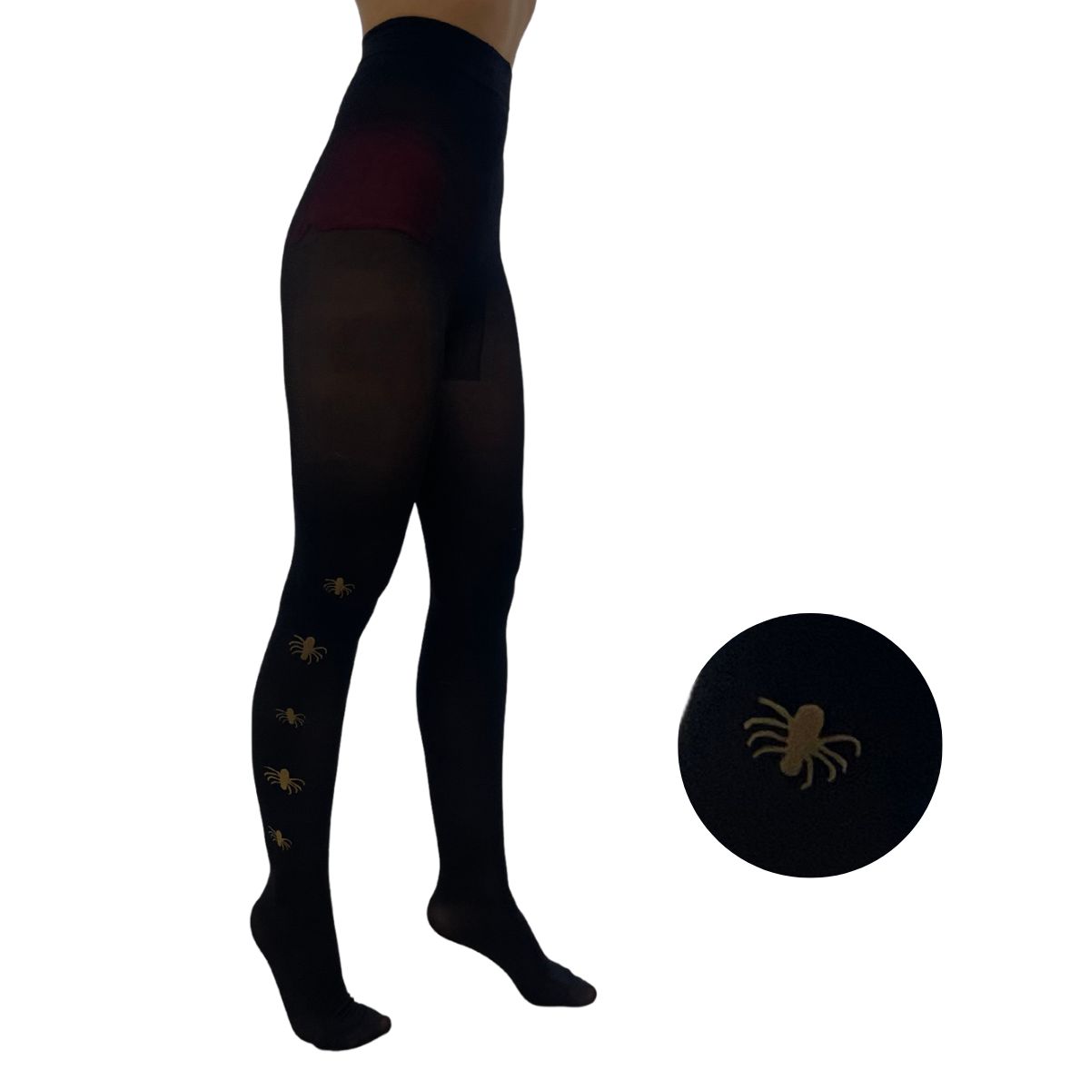 RITCHI - Media Opaca para Mujer Ritchi Diseño Arañas Doradas Estilo Halloween