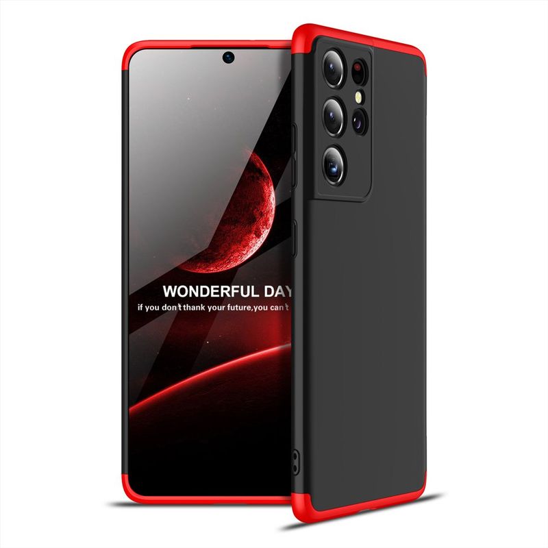 GENERICO - Funda Carcasa Estuche Protector Para Samsung S21 Ultra Negro con Rojo