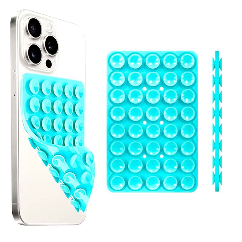 GENERICO - Soporte Trípode Celular Doble Ventosa Azul Chupa Silicona Succión