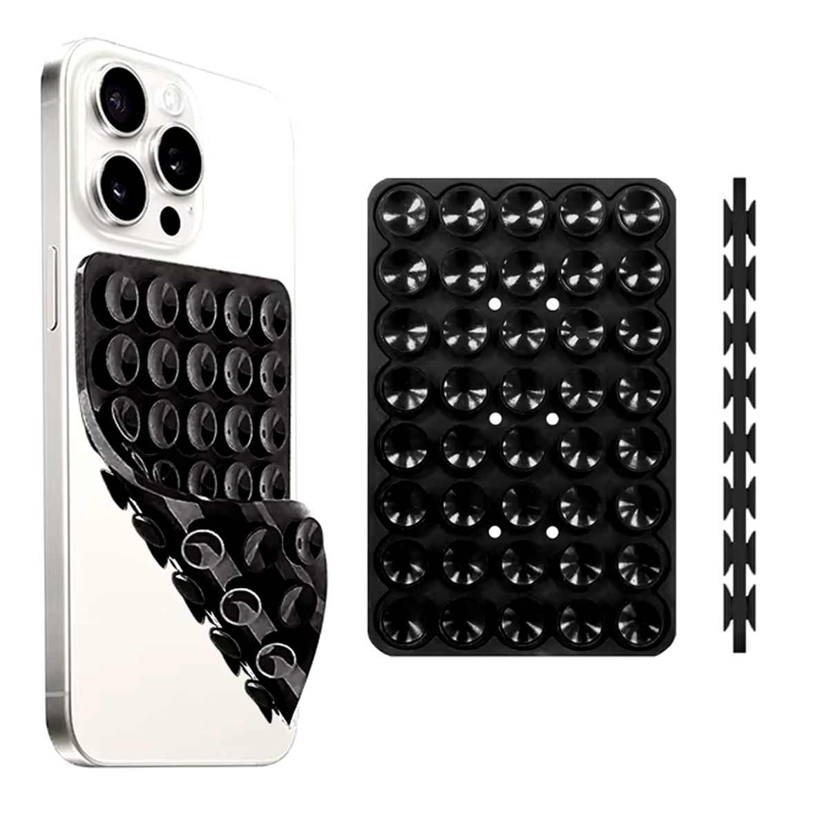 GENERICO - Soporte Trípode Celular Doble Ventosa Negro Chupa Silicona Succión