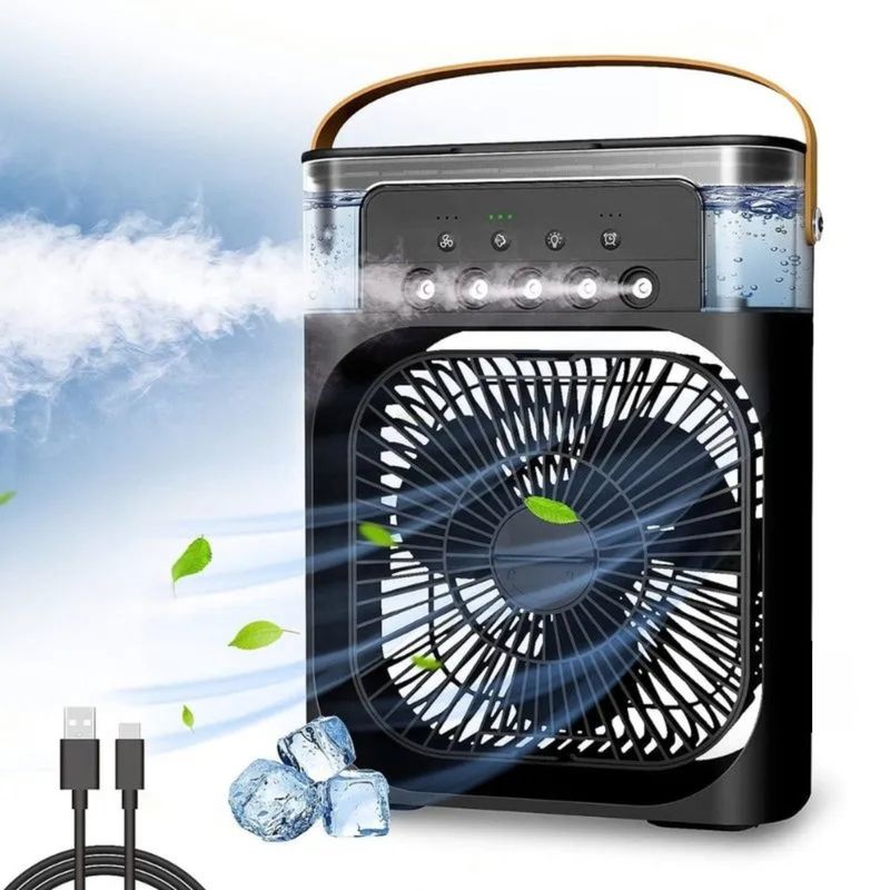 GENERICO - Ventilador Enfriador Humidificador Led Difusor Aroma NEGRO