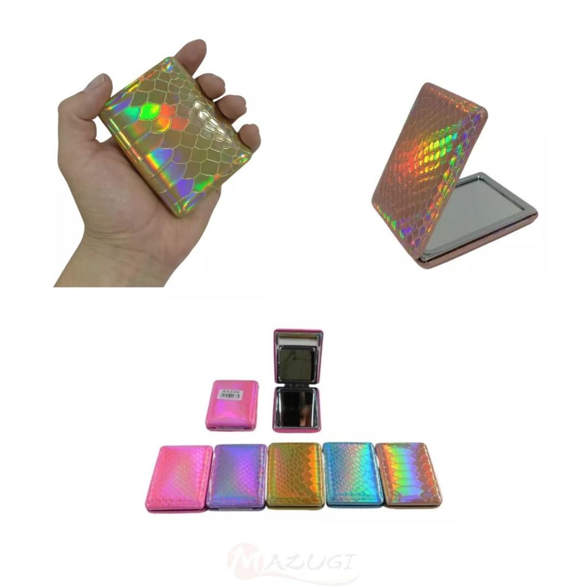 MAZUGI - Espejo Rectangular Tornasol Con Aumento Portátil De Bolsillo