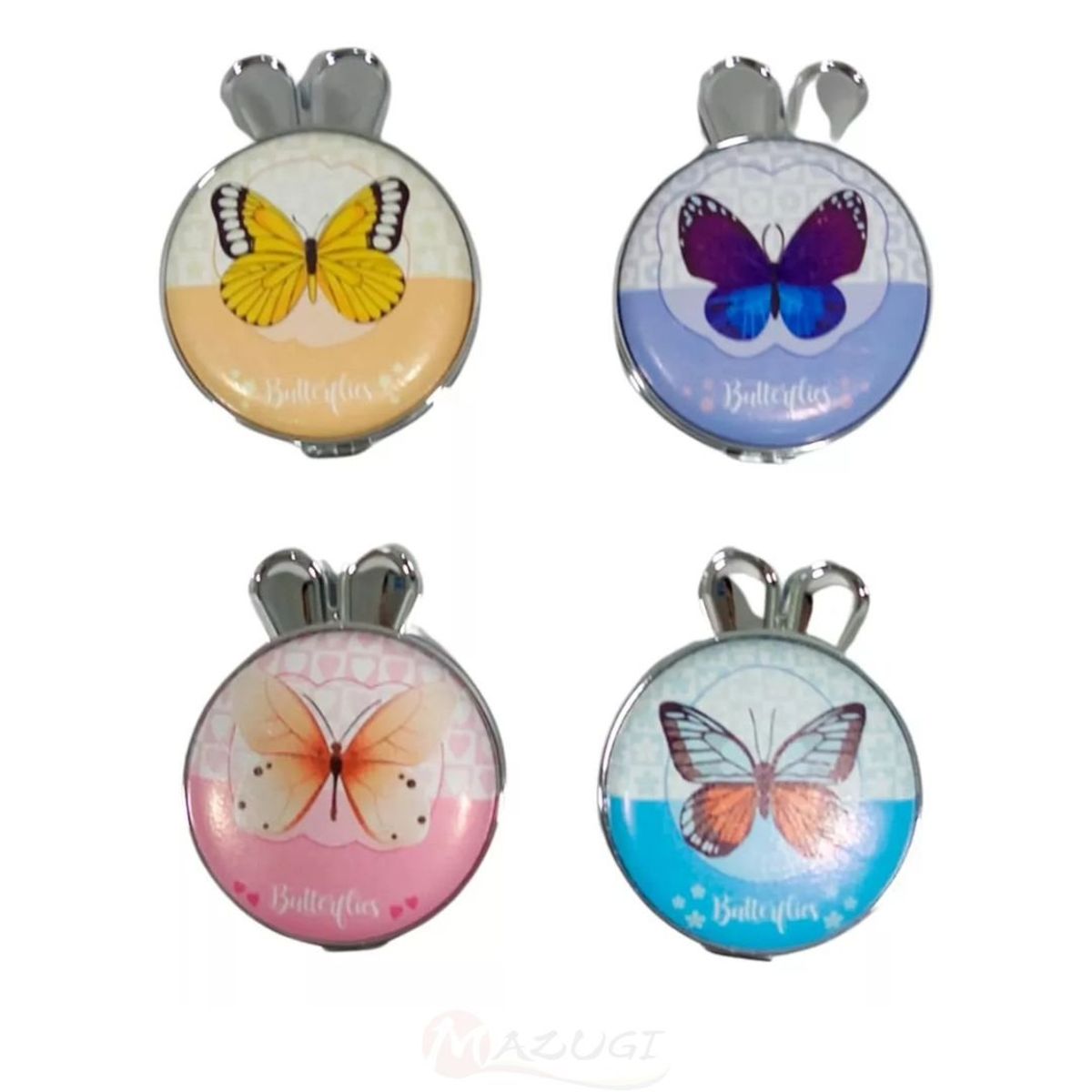 MAZUGI - Espejo Redondo Mariposas Aumento Portátil De Bolsillo