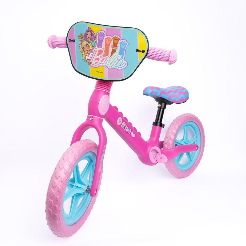 BARBIE - Bicicleta Sin Pedales Infantil Barbie Rosada Rin 8 Pulgadas_.