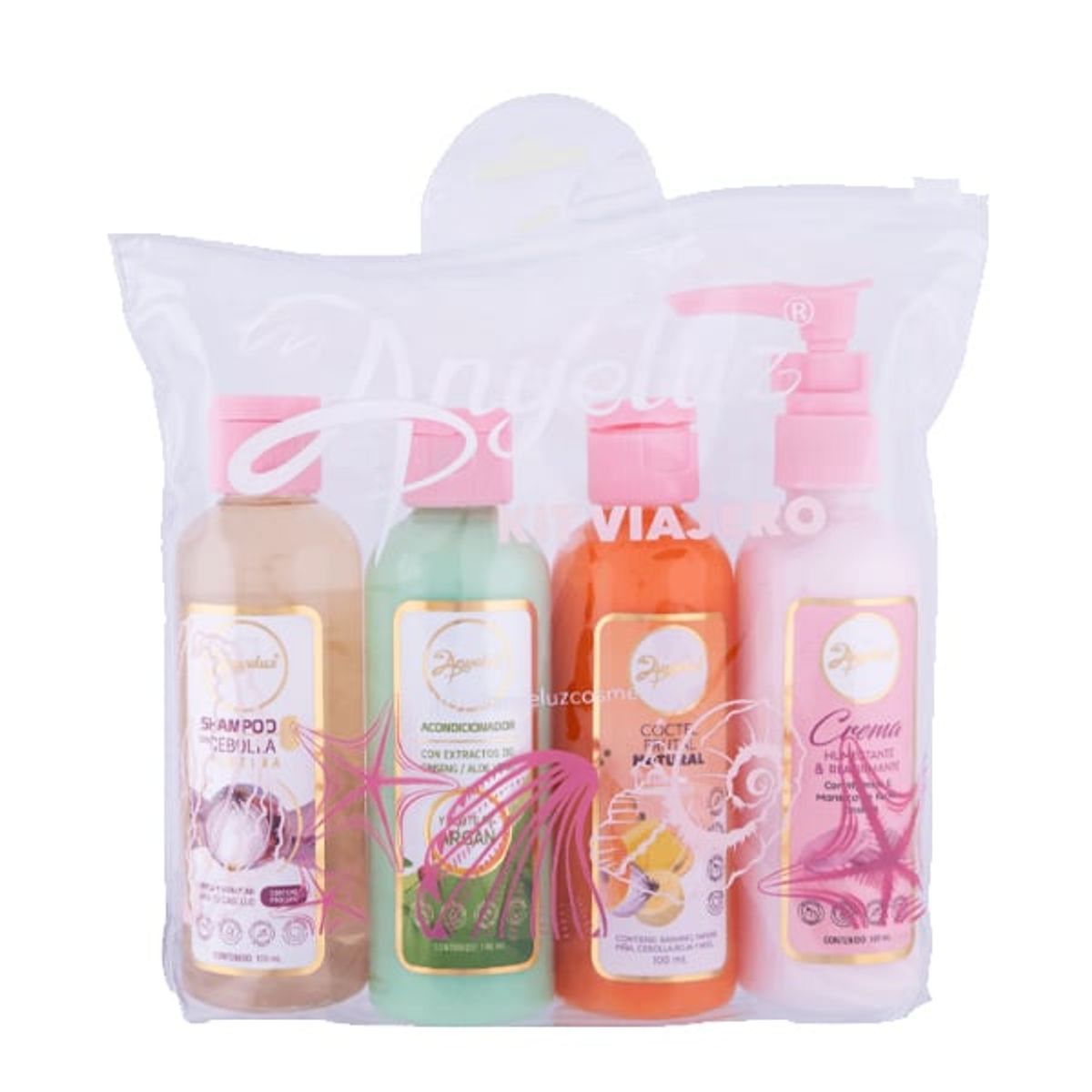 ANYELUZ - kit viajero anyeluz shampoo acondicionador mascarilla y humectante