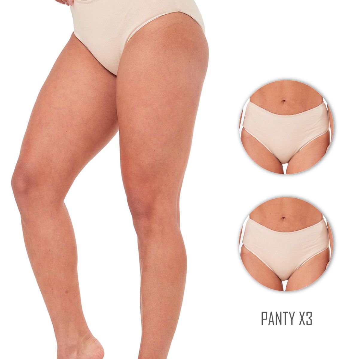 SANTANA - Combo X3 Panty Semi Clásico Mujer Beige