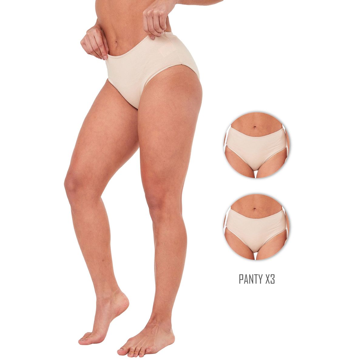 SANTANA - Combo X3 Panty Semi Clásico Mujer Beige