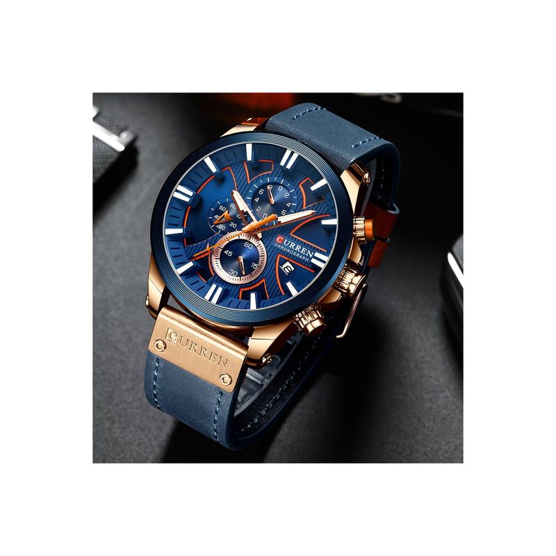 CURREN - Reloj CURREN 8346 Deportivo Militar Hombre Cuarzo Correa De Cuero