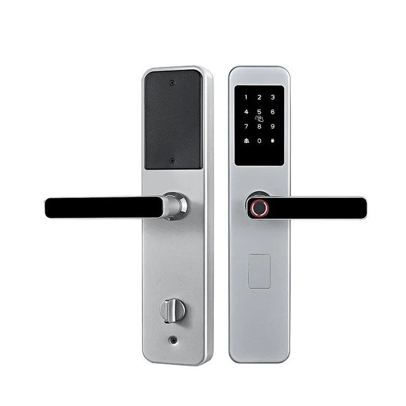 GENERICO - Cerradura ip 65 acero inoxidable plateada /app / tarjeta/ clave / huella / llave