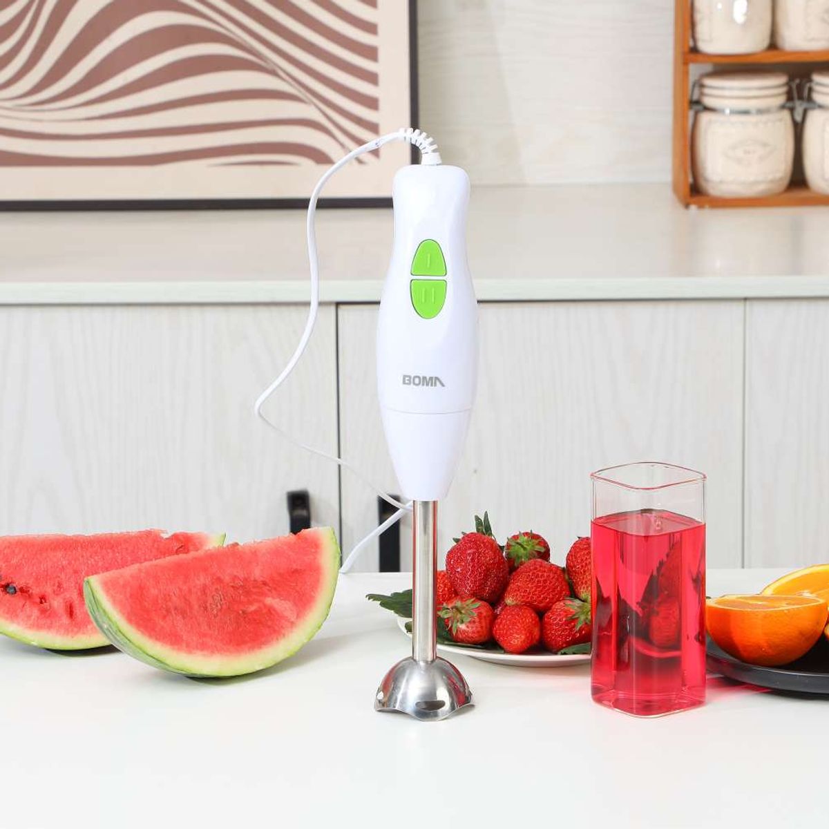 GENERICO - Batidora Licuadora De Mano Inmersión Con Recipiente 600ml