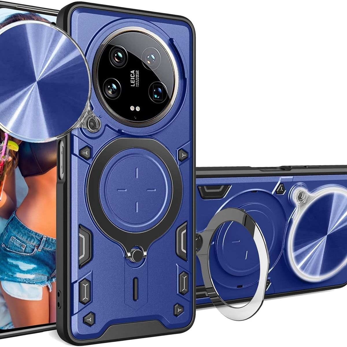 GENERICO - Estuche Proteccion Camara Con Soporte Para Xiaomi 14 Ultra Azul