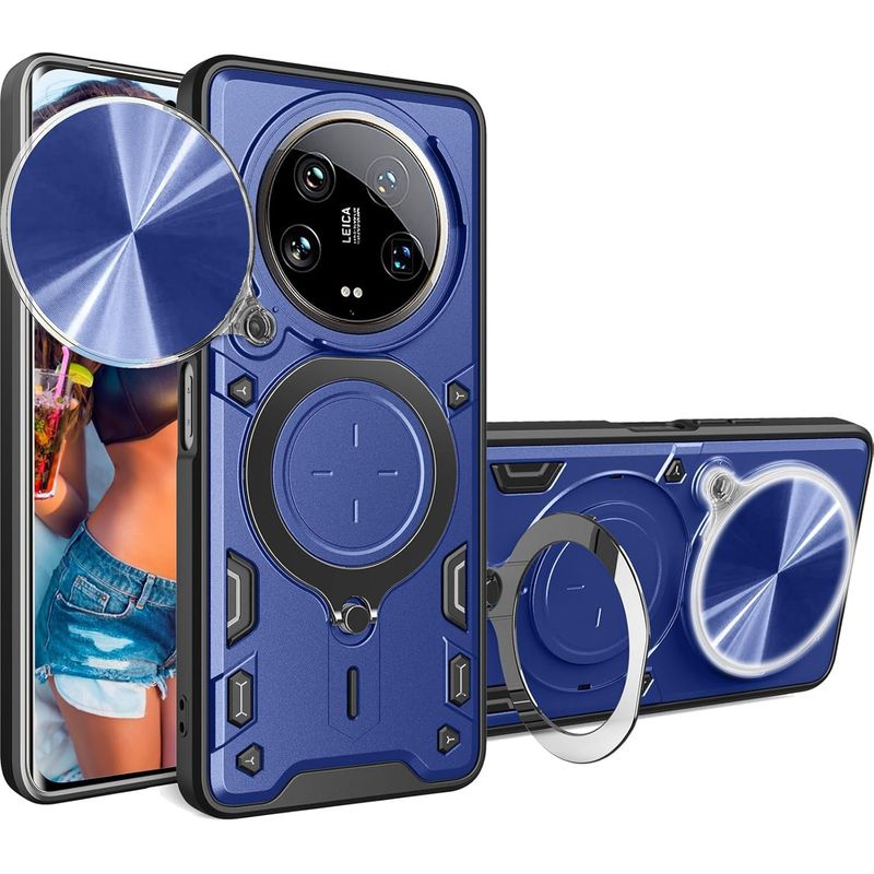 GENERICO - Estuche Proteccion Camara Con Soporte Para Xiaomi 14 Ultra Azul