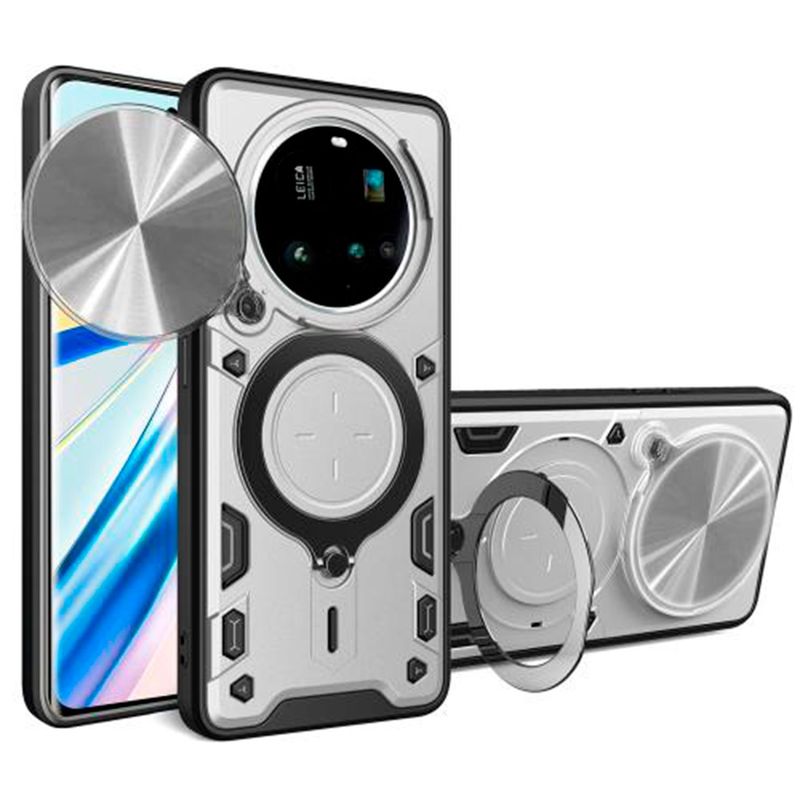 GENERICO - Estuche Proteccion Camara Con Soporte Para Xiaomi 14 Ultra Gris