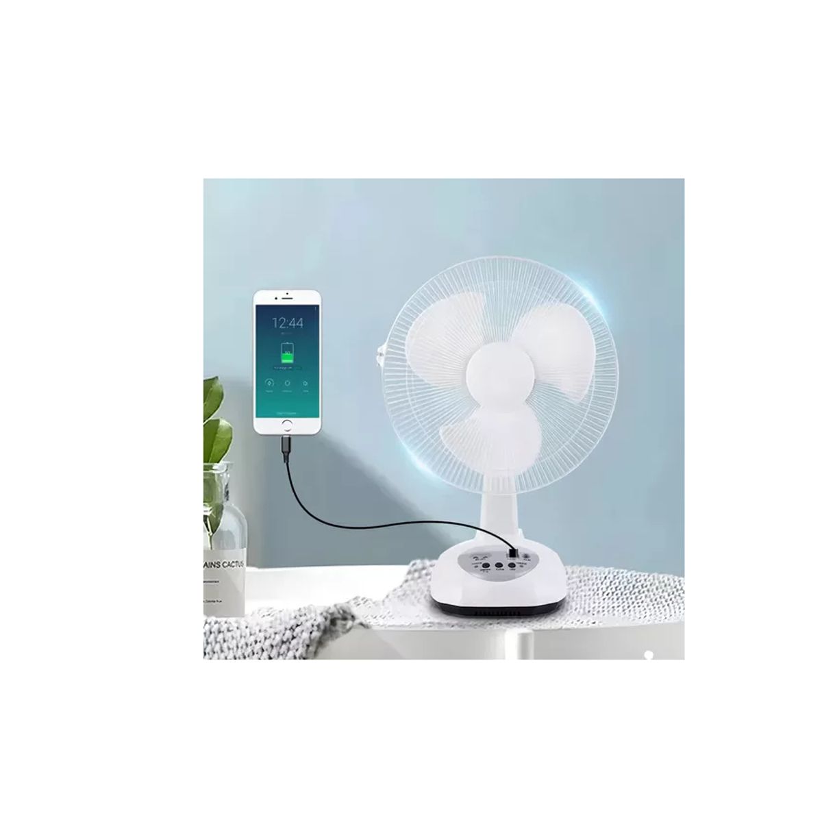 GENERICO - Ventilador Solar De 12 Pulgadas Silencioso De 2 Velocidades Estructura