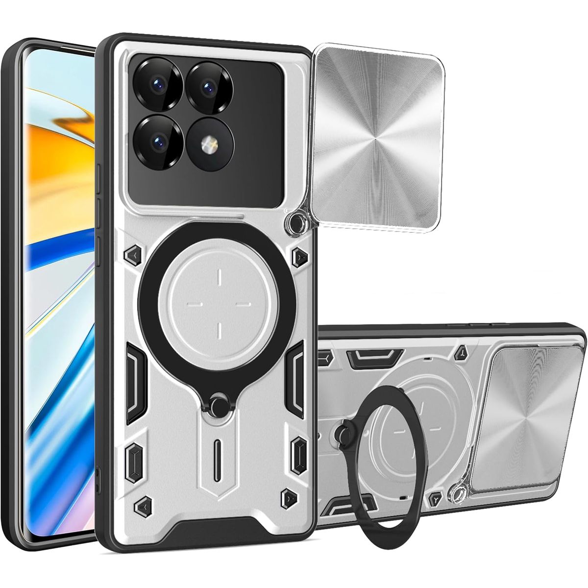 GENERICO - Estuche Armo Antigolpe Con Soporte Compatible con Xiaomi 14T Gris